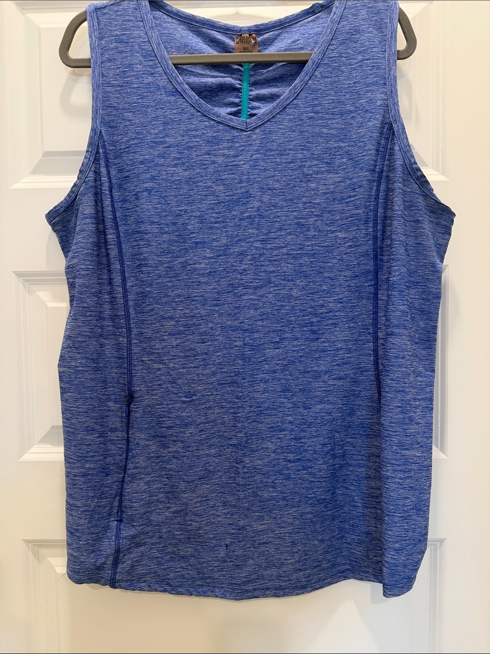 Duluth Trading Co Blue Heathered V-Neck Sleeveless Tank